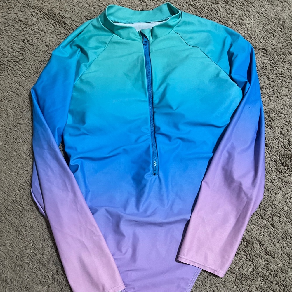 SHEIN Blue and Purple Gradient One Piece Swimsuit